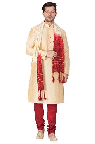 Image of VASTRAMAY Men's Burgandy Silk Blend Only Kurta