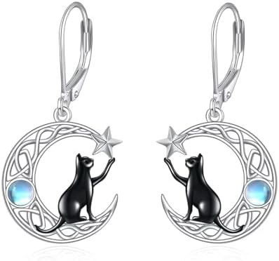 VONALA maanoorbellen voor dames, 925 sterling zilveren Keltische maan VONALA maanoorbellen voor dames, 925 sterling zilveren Keltische maan