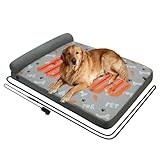 GeerDuo Heated Dog Bed, Electric Oversize Heating Arthritis Orthopedic Dog Bed with Thickened Memory Foam, Heated Pet Bed with Waterproof Cover for Medium Large Dogs, 35'*26.5'*3.5'