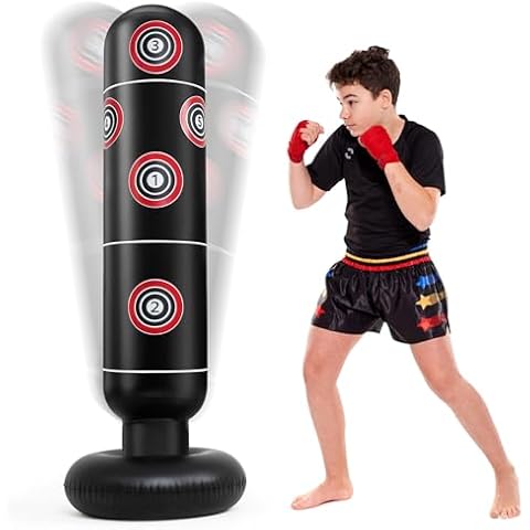 ANC POP Inflatable Punching Bag, 65 Inch Stable Inflatable Boxing Bag, Stand Kids Punching Bag Toy for Boys & Girls Age 5-12, Boxing Set for Practicing Karate, Taekwondo, MMA Cover