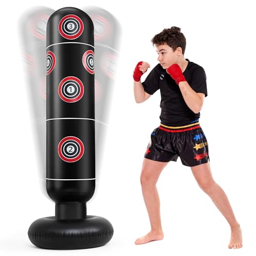 Inflatable Punching Bag, 65 Inch Stable Inflatable Boxing Bag, St...