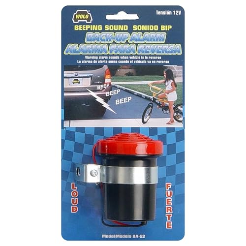WOLO Model BA-52 Beep Beep Back Up Alarm 108dB 12V Reverse Safety Alert Loud Beeping Sound One-Wire Install Compact Warning Beeper for Cars Trucks & Utility Vehicles