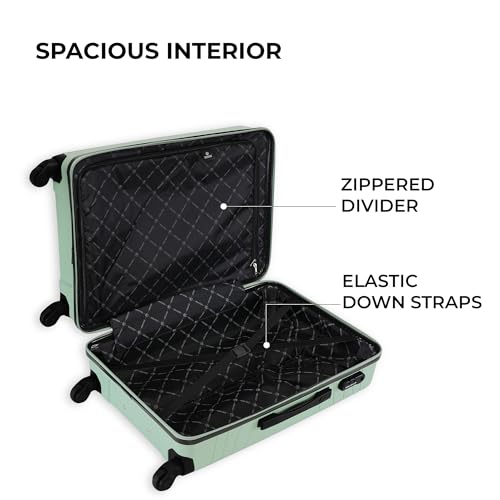 Image of Stony Brook Spinner Wheels by Nasher Miles Crescent Hard-Sided Polypropylene Check-in Luggage Pastel Green 24 Inch |65Cm Trolley Bag