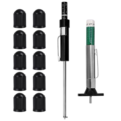 Image of NQEUEPN Brake Pad Thickness Gauge Set, Tire Tread Depth Gauge & Valve Stem Caps Brake Pad Tester Measuring Tool with Scale for Internal & External Brakes Auto Maintenance Kit
