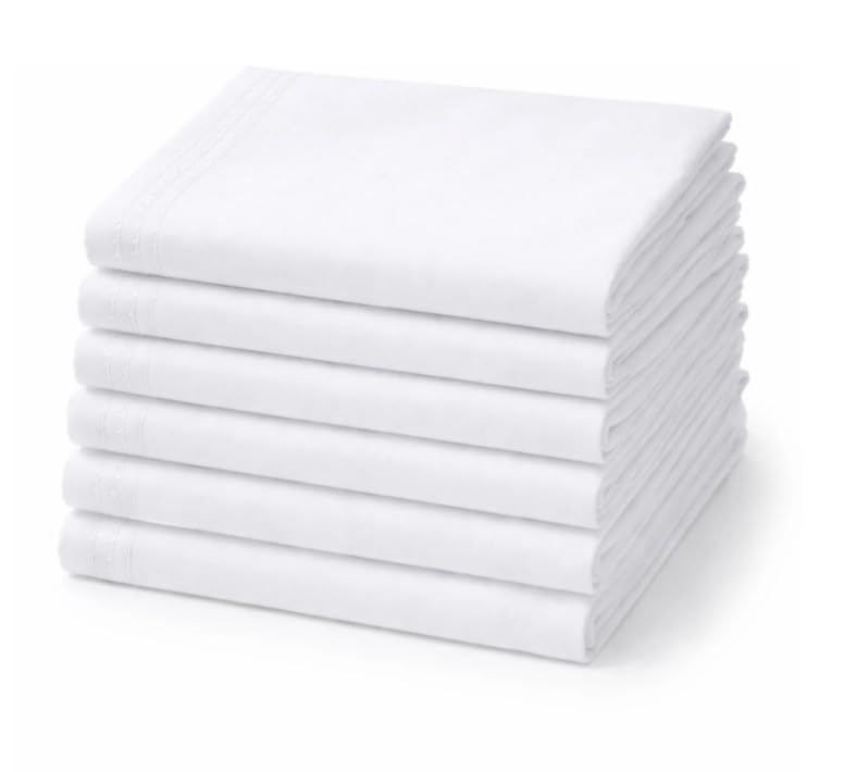 White Cotton Handkerchiefs, Classic Plain Style, Soft and Absorbent, Pack of 6, One Size-image-20