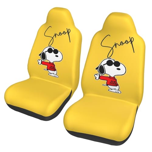 カーシートカバー フロント 2枚セット 前席用 スヌーピー 軽/普通車 シートカバー 軽 防汚 背面フルカバー 人気 かわいい 漫画 取付簡単 丸洗い おしゃれ プレゼント