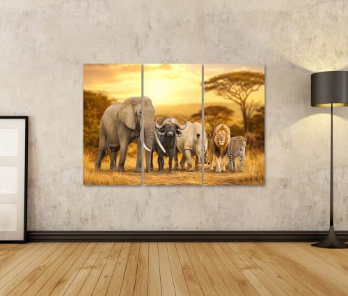 Impression sur toile salon animaux triptyque moderne pour mur grand format - 2
