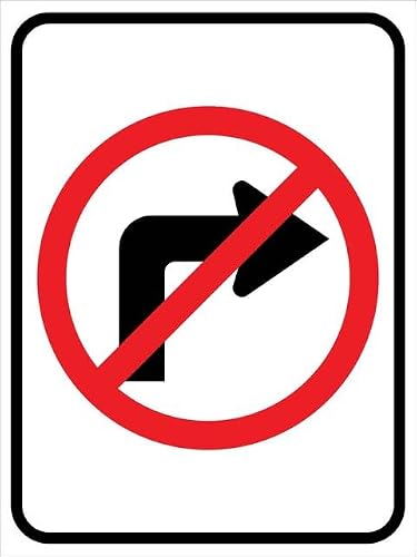Xewazd A1446 8"X12" Rust-Free Aluminum Sign - No Right Turn, Indoor & Outdoor Use For Fence & Yard