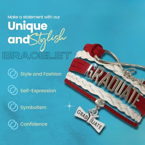 Image of Infinity Collection Graduation Bracelet Gift Graduate Jewelry for Her, Class of 2026 Keepsake, Adjustable Charm Bracelet for Women & Girls