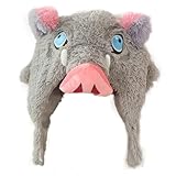 Shqncoh Anime Demon Inosuke Hashibira Mask Hat Wild Pig Cute Soft Plush Warm Boar Animal Full Head Hood Cosplay Props Costume Halloween