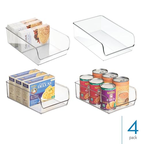 iDesign Plastic Pantry Organizer Bins - Storage Bin for Cabinets or Fridge - Set of 4 - Clear - Image 3