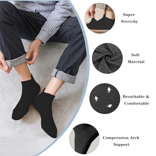 Image of Ankle Socks for Women and Men Heel Tab Athletic Socks Running Athletic Low Cut Tab Socks Sports No Show Sock 6 Pairs