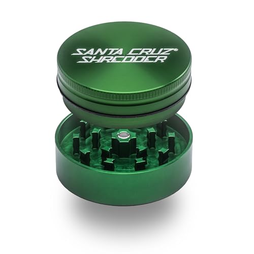 Santa Cruz Shredder Metal Herb Grinder Knurled Top for Stronger Grip 2-Piece 2.2" (Green)
