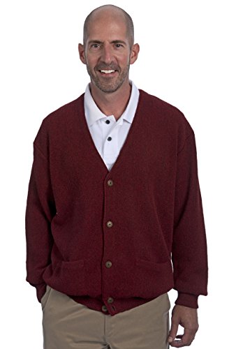 Men's Button Down Golf Cardigan Sweater with Pockets - 100% Alpaca Wool