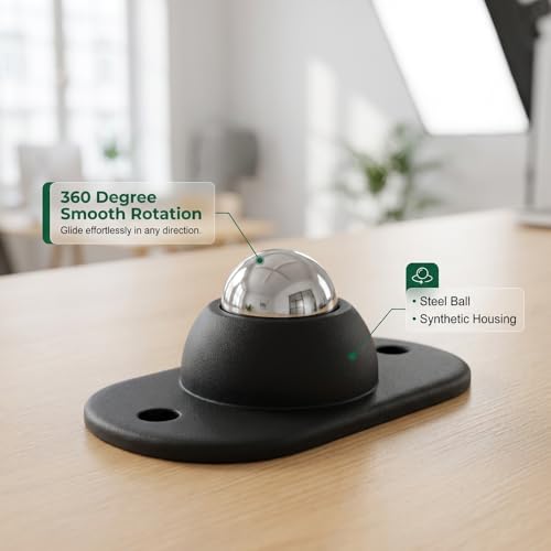 Image of Self Adhesive Caster Wheels, Appliance Wheels with 360 Swivel Mini Rollers, Small Appliance Slider for Coffee Maker Air Fryer Storage Box Trash Can Furniture (4, Black)