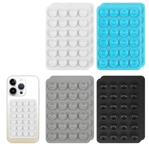 Ventosa de silicona para teléfono, 8 piezas antideslizantes con ventosa, adecuada para cocina, baño, espejo de pared (4 colores)