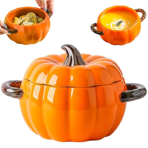 Pentola Da Forno Olandese Per Zucca Con Coperchio E Manico, Forno Olandese Per Zucca In Ceramica Antiaderente Da 1, 7 Litri, Pentola Da Cucina A Riscaldamento Uniforme Per Zuppa In Umido