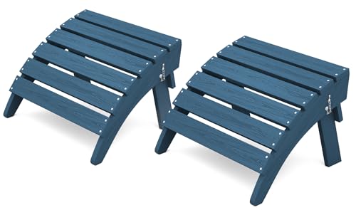 KINGYES Folding Adirondack Ottomans Set of 2 for Adirondack Chair, Navy