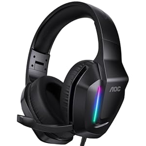 AOC Gaming Headset with Microphone for Ps5 Ps4 PC, Gaming Headphones with Mic,Noise Cancelling Headset for Nintendo Switch/3DS Xbox Series X/S, Switch, Laptop, Mac, Phone Black