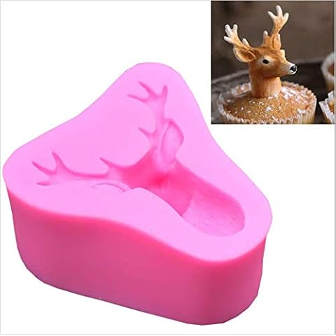 ANNIUP 3D Silicone Stag Head Fondant Molds,Christmas Deer Silicone Mould for Soap Ice Cube Candy Jelly,Handmade Ice Cream, Crystal Chocolate,Cupcake Cake Topper Decoration Cover