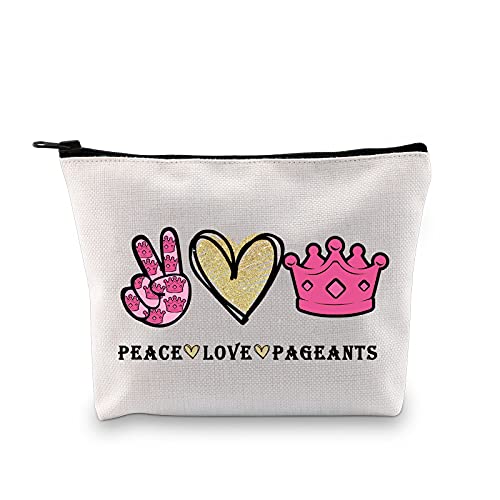 JXGZSO Pageant Queen Gift Beauty Pageant Gift Pageant Crown Cosmetic Makeup Organizer Peace Love Pageant Travel Toiletry Pouch