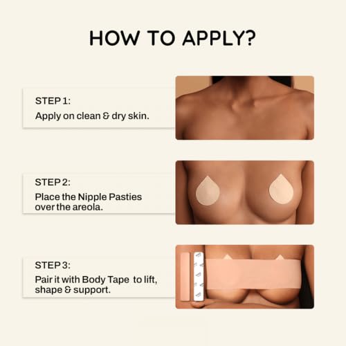 Image of bare wear Nipple Pasties Waterproof & Sweat-Proof |Safe to Use Directly on Skin