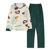 RYTEJFES Damen Schlafanzug Set - Langarm Pyjama Kariert