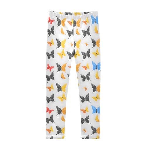 senya Girls Printed Leggings Yoga Pants Butterflies On Gray Pattern for Kids in 4t to 10 Years, 4T