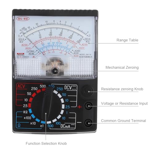 Image of ChgImposs DC /AC Voltage Current Resistance Electrician Tool Mechanical Multimeter with Test Leads, Handheld Analog Multimeter Pointer Tester