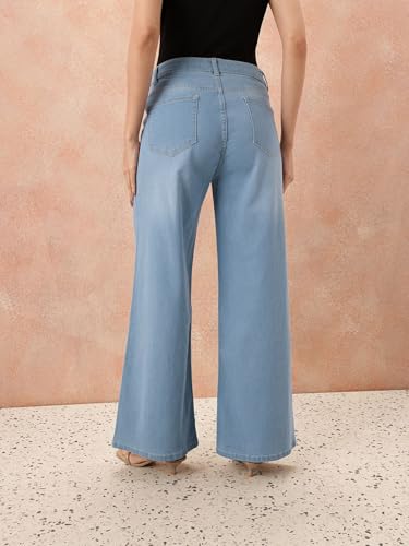 Image of Vogaan Women's High Waist Jeans || Flared Bell Bottom Bootcut Pants || Wide Leg Denim - Perfect for Travel, Party & Everyday Use