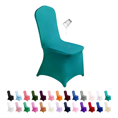 SuperO Waterproof Spandex Chair Cover 25PCS, Stretch Dining Chair Covers, Polyester Outdoor Chair Covers, Protector Stretch Chair Cover for Party Universal, Banquet, Wedding Event, Hotel(Turquoise)