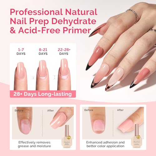 Image of MelodySusie Top Coat Base Coat Nail Dehydrator and Primer Set Long Lasting Shine Nail Polish Art Design Manicure Kit Perfect Gifts for Women Girls 4 Pcs 15ml Clear