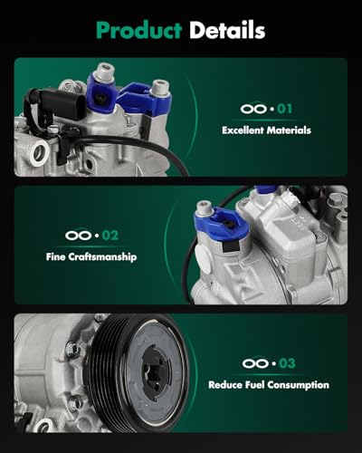 Image of SCITOO AC Compressor for Audi A3 Quattro 2.0L 3.2L 2004-2005 | Fast Cooling, Ultra Low Noise (≤72 dB)Air Conditioner Compressor with Clutch, Easy Installation, 97350 IG350