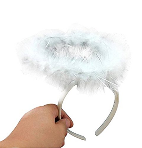 Women Girl Angel Costume Feather Angel Halo Headband Fancy Xmas Party Headwear Costume