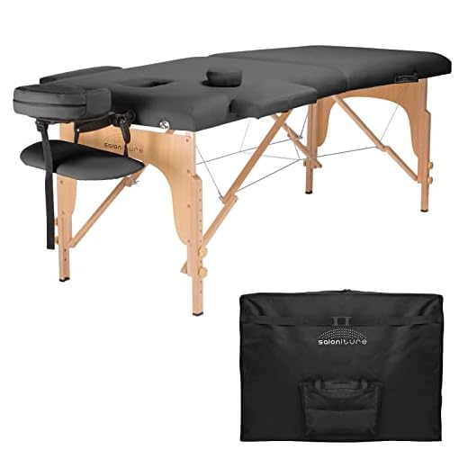 Saloniture Professional Portable Folding Massage Table with Carrying Case - Dark Gray