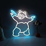 Panda Neon Sign with Gun Panda Light Up Sign for Room Wall Decor, Man Cave Decor Birthday Holiday Gift