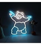 Panda Neon Sign with Gun Panda Light Up Sign for Room Wall Decor