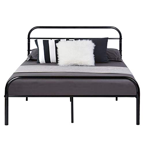 Aingoo Lit 140x190cm, Cadre de Lit Double en métal Solid avec Un Grand Espace de Rangement pour Les Enfants et Les Adultes, Noir