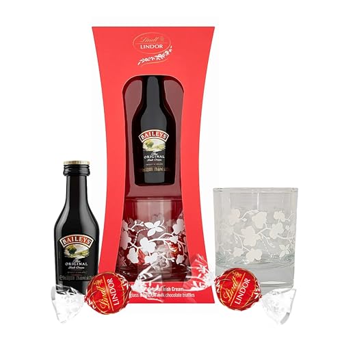 Irish Cream Liqueur Gifts for Women - Just For You 5cl Cream Liqueur 2 x Milk Chocolate Truffles & Decorated Glass. Baileys Gift Set. Christmas Gifts for Women Stocking Fillers
