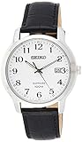 seiko sapphire crystal water resistant 10 bar Kratzfestes Saphirglas Seiko Herren Analog Quarz Uhr mit Leder Armband SGEH69P1