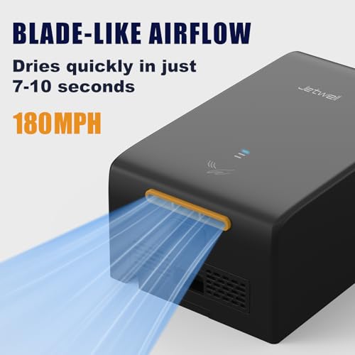 JETWELL ADA Compliant Hand Dryer, ABS Plastic Cover Hard Wired Design, AC 110V-130V JW2825 (Black)