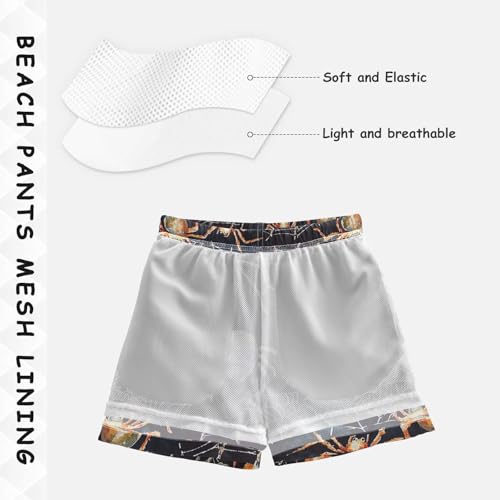 Pigsaly Boys' Swim Board Shorts White Spider Webs Colorful Spiders Boy's Swim Trunks Kids Swimwear 5T4