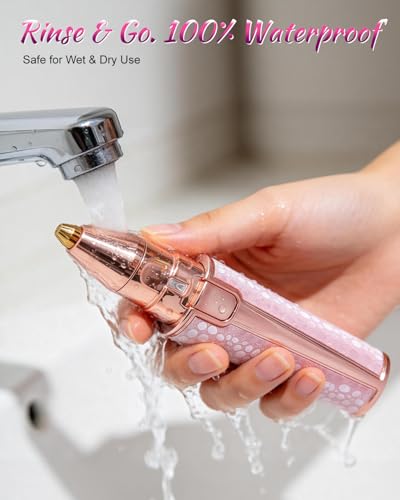 Image of Facial Hair Removal Machine for Women, 2-in-1 Eyebrow Trimmer and Facial Hair Remover, Painless Rechargeable Hair Removal for Sensitive Face Skin, Pink
