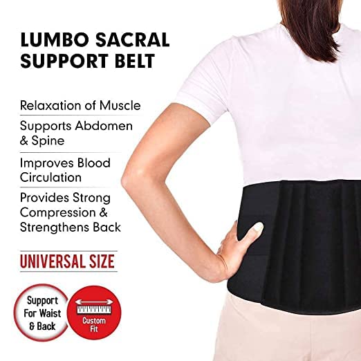 Image of Cotton, Premium Lumbar Support Belt For Back Pain Relief | Ls Belt With Adjustable Strap For Back Pain, Lower Back Support With Cushioning For Men And Women (Xxxl, Black)