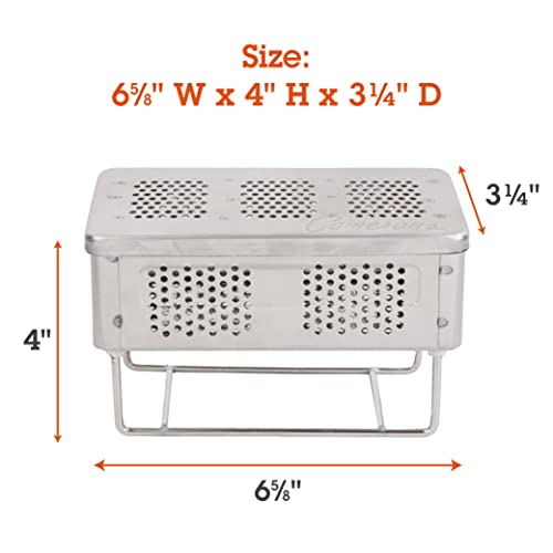 BBQ Smoker Box For Hot and Cold Smoke - Stainless Steel Barbecue Smoke Box Includes 2 Fire Starters To Easily Infuse Smoky Flavor with Your Grill On or Off