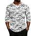 Men’s Crew Neck 3/4 Sleeve Blouses 3 Button Fashion Pullover Tops Comfortable Printed Casual Loose Henley Shirts