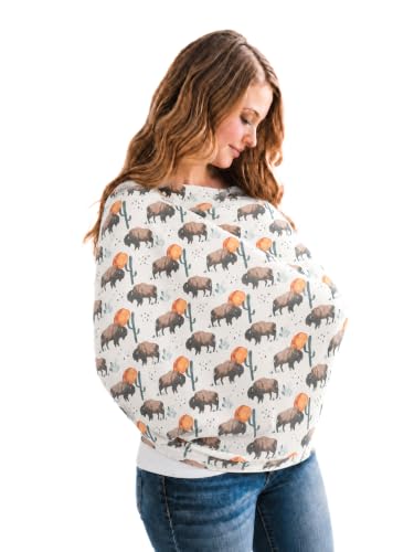 Image of Copper Pearl Nursing Cover for Breastfeeding - Multi-Use Baby Car Seat Canopy, Stroller Shade & Breast Feeding Wrap for Women, Stretchy Breathable Carseat Shawl for Boy or Girl, Bison