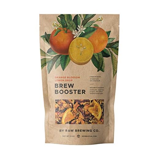 Kombucha.com Orange Blossom Lemon Drop Brew Booster – Premium Botanical Flavor Enhancer for Home Brewed Kombucha, Tea, Sangria & More – Easy & Delicious Flavors for Your Kombucha Starter Kit – (8 ounce)