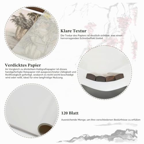 Foto von Bztzhm 120 Blatt Sumi Papier, Chinesische Sumi Papier, Chinesische Malerei aus Reispapier, Reispapier für Chinesische Kalligraphie, für Anfänger und Liebhaber der Chinesischen Kalligrafie und Malerei