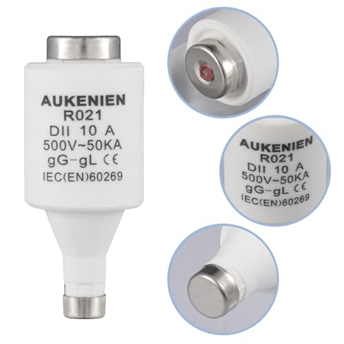 AUKENIEN DII E27 R021 Spiral Ceramic Fuses Diazed 10 Amp Fuse 10A 500V 50KA gG for Cable and Line Protection (Pack of 5) - Image 3